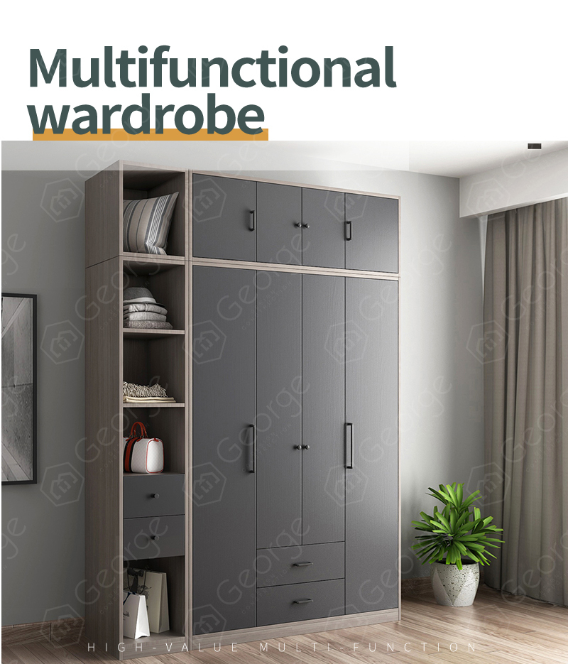 Modern style simple design melamine with particle board closet wardrobe  GW-234